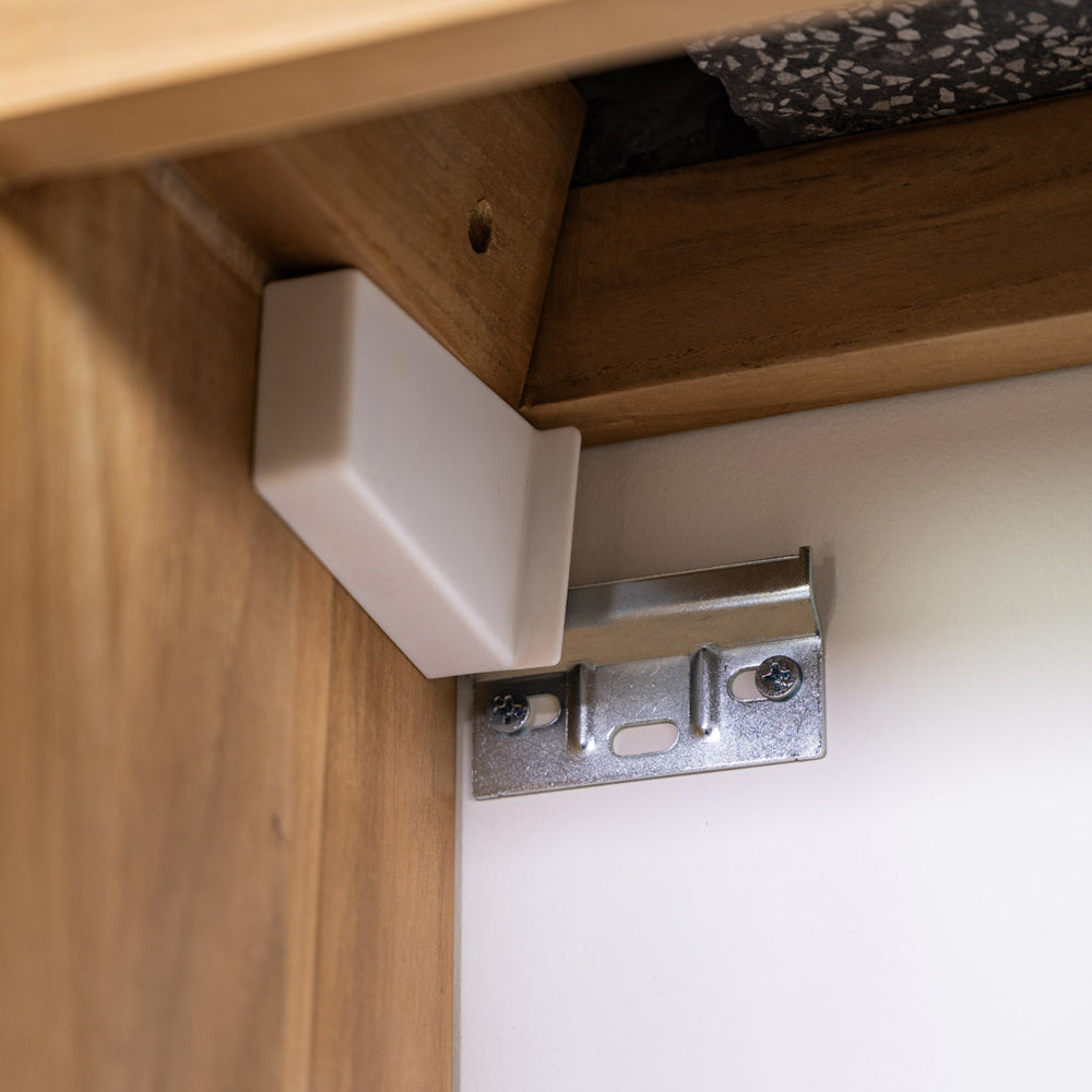 テラゾー×チーク手洗い器 Wood stripe400 (BK) ※在庫限りで販売終了