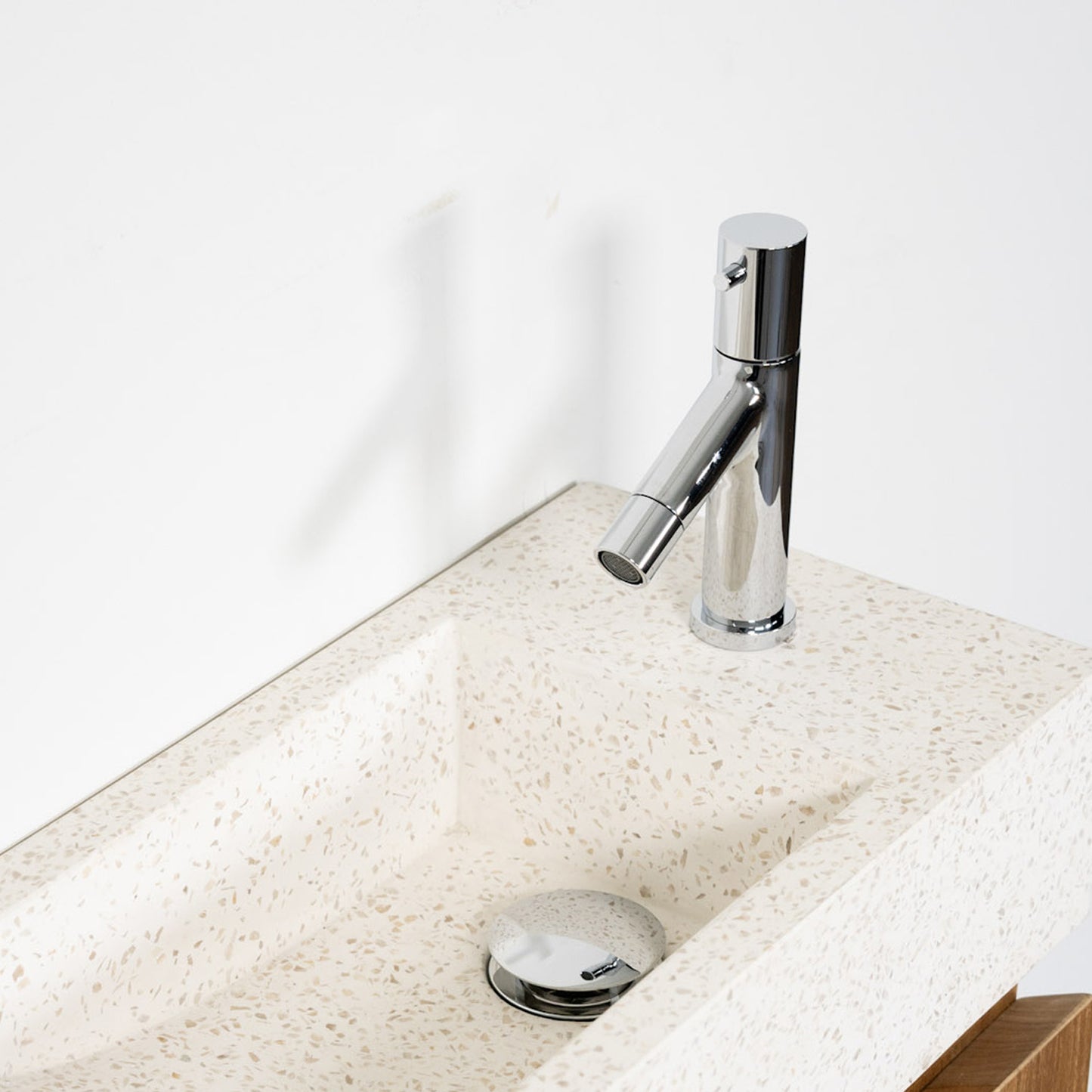 テラゾー×チーク手洗い器 Rattan400 (WH) ※在庫限りで販売終了