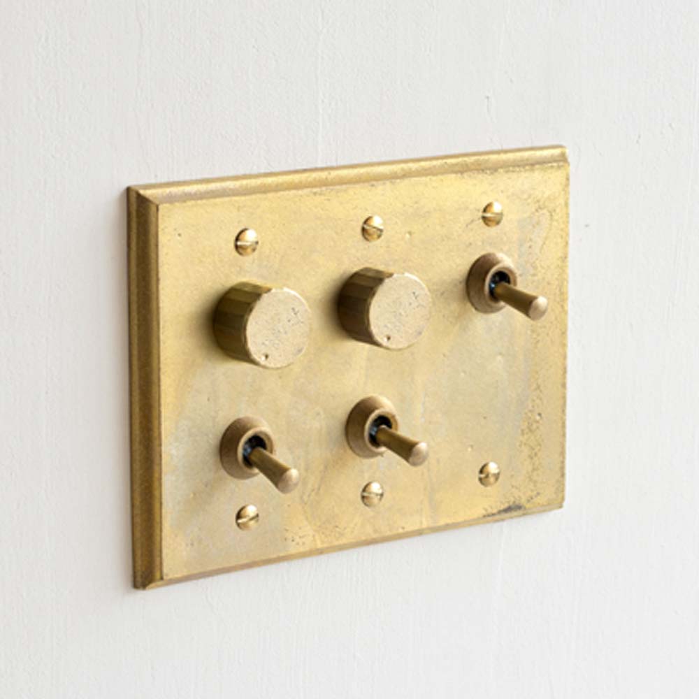 【受注生産】MATUREWARE 真鍮スイッチプレート5口(1612-5) 調光2か所