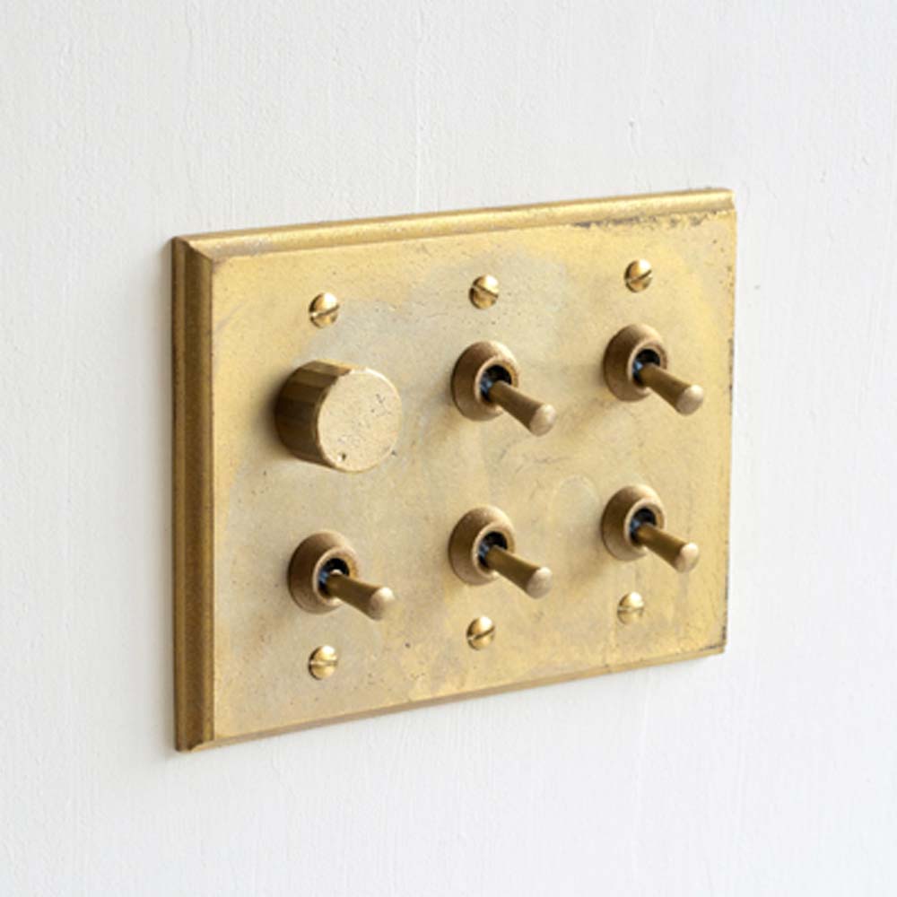 【受注生産】MATUREWARE 真鍮スイッチプレート6口(1612-6) 調光1か所