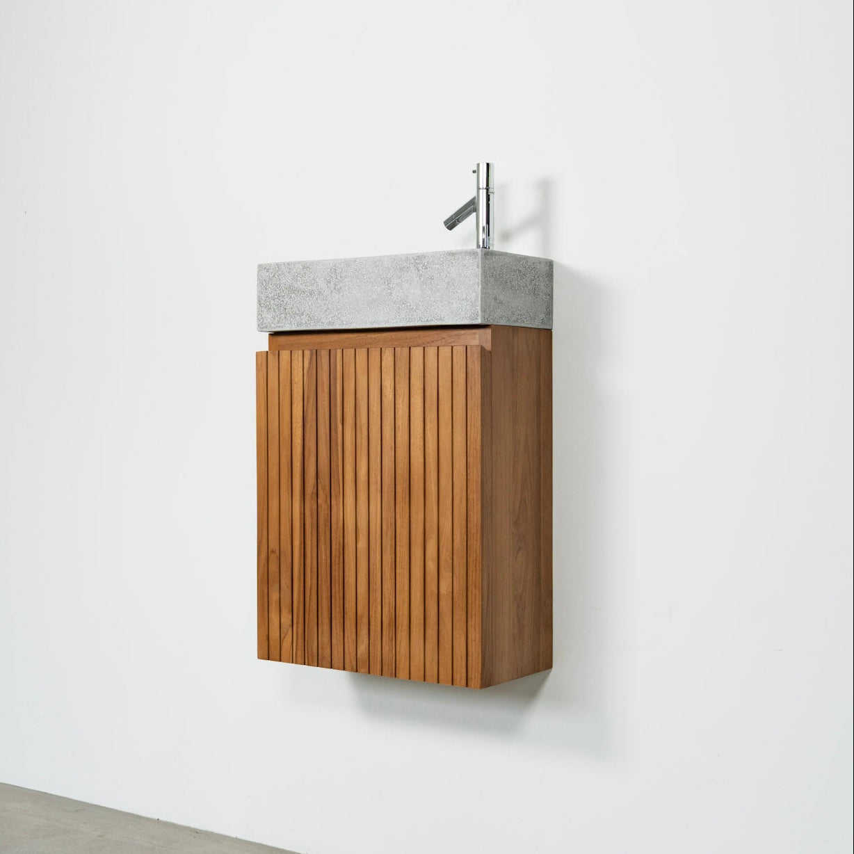 テラゾー×チーク手洗い器 Wood stripe400 (GY)