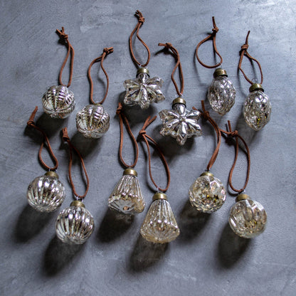 No.39 Mini Assort Silver H4cm | Glass Ornaments 12 pieces