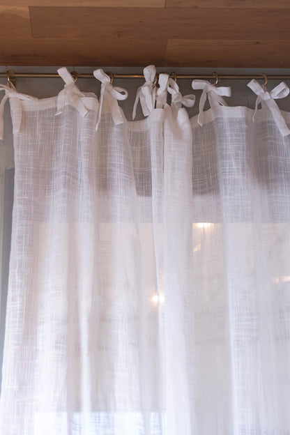 Pico リボンカーテン 140×200 ホワイト