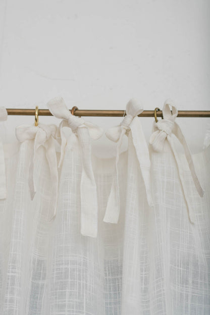 Pico リボンカーテン 140×200 ホワイト