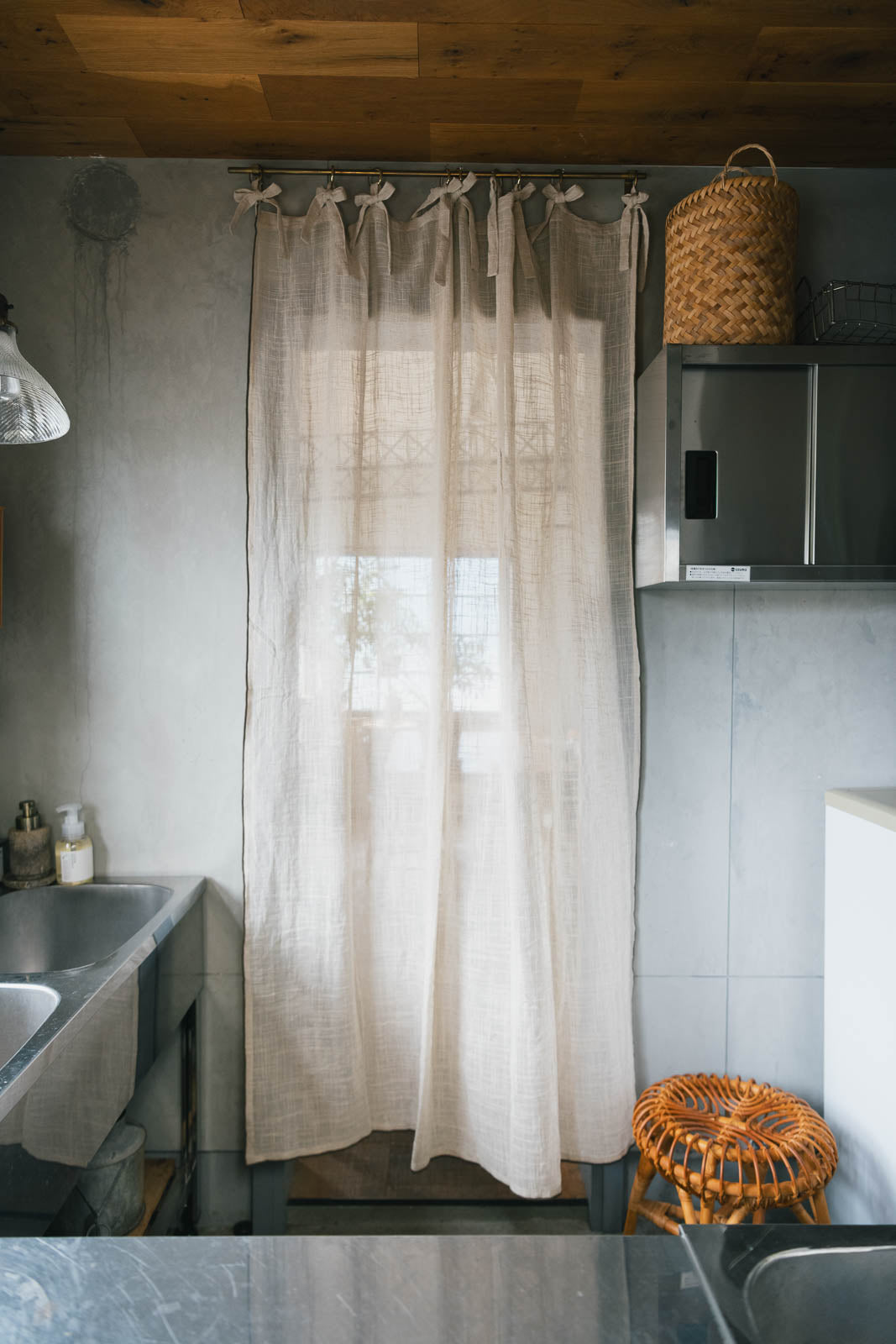 Pico リボンカーテン 140×200 ナチュラル