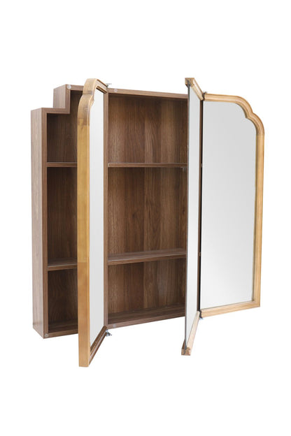 【予約商品：5月末〜6月末頃お届け予定】Wood arch 3ドアキャビネットミラー 850