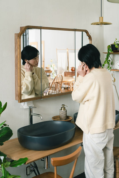 【予約商品：5月末〜6月末頃お届け予定】Wood arch キャビネットミラー 1150