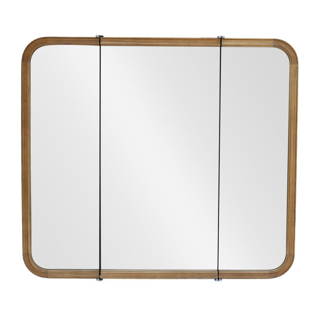 【予約商品：5月末〜6月末頃お届け予定】Wood curve 3ドアキャビネットミラー 850