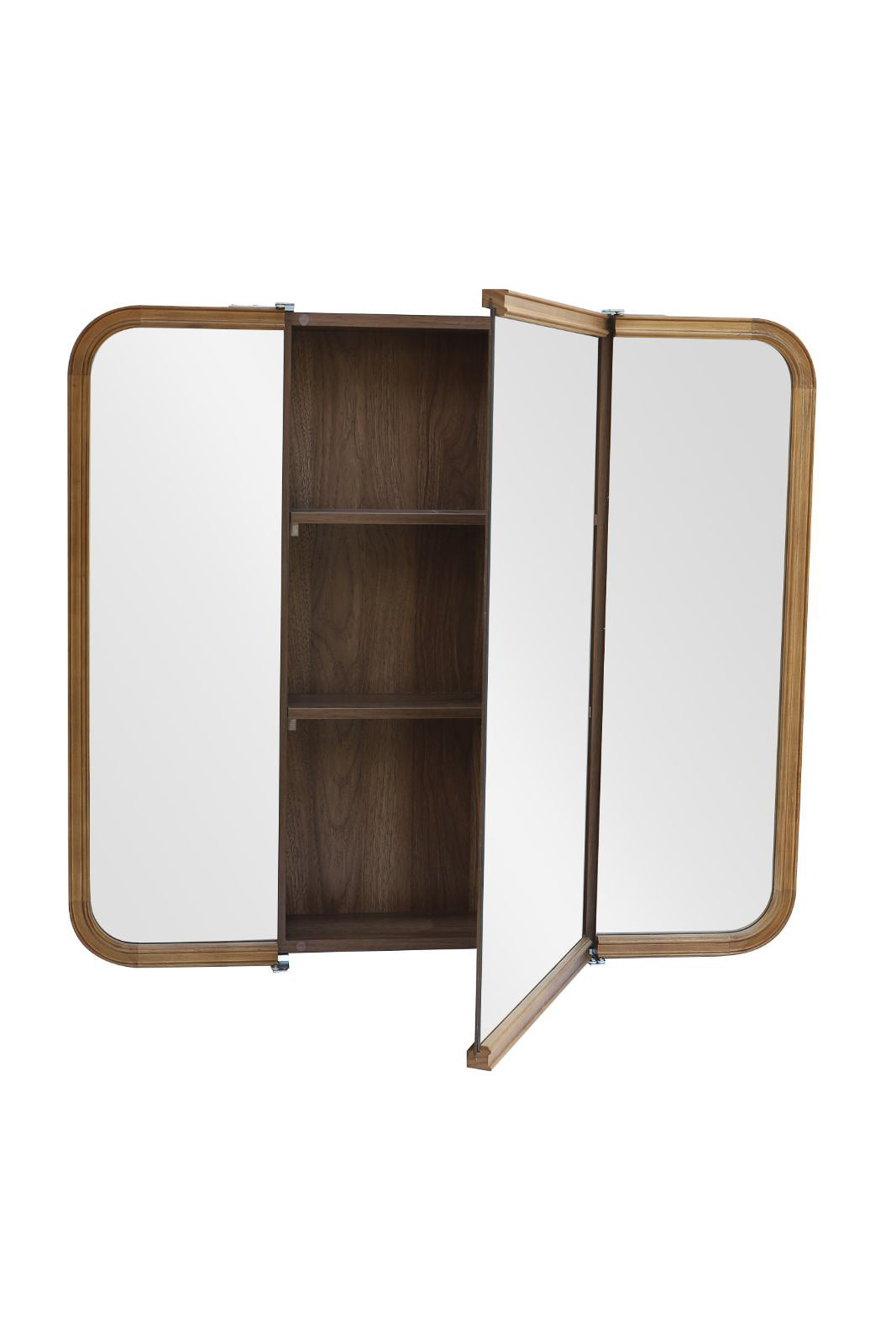 【予約商品：5月末〜6月末頃お届け予定】Wood curve 3ドアキャビネットミラー 850