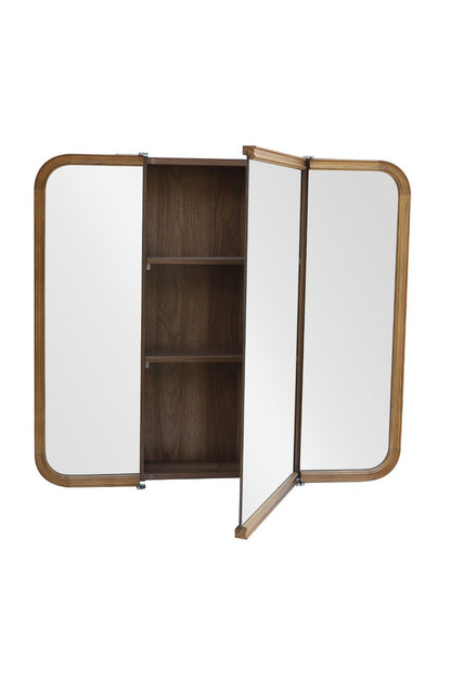 【予約商品：5月末〜6月末頃お届け予定】Wood curve 3ドアキャビネットミラー 850