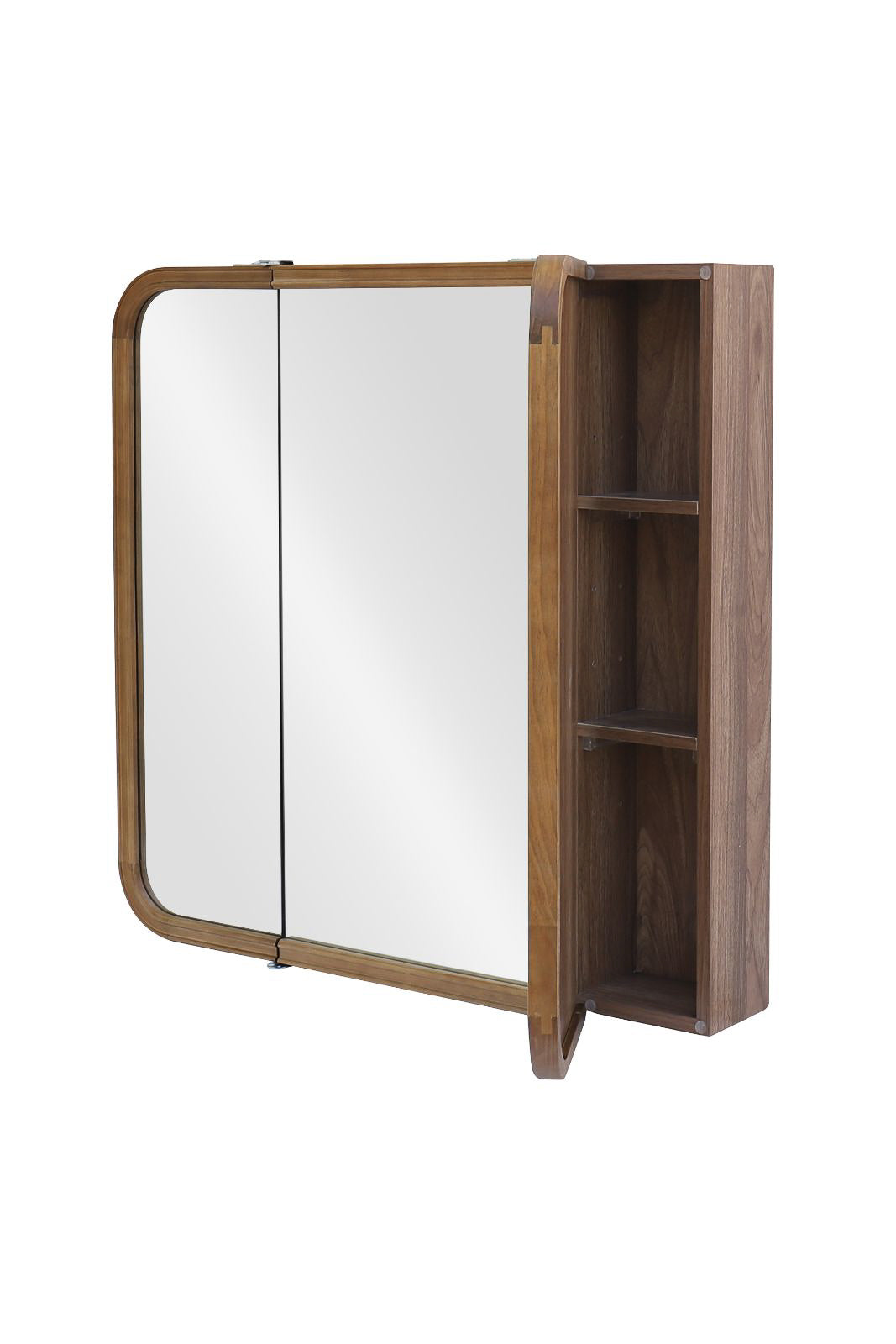 【予約商品：5月末〜6月末頃お届け予定】Wood curve 3ドアキャビネットミラー 850