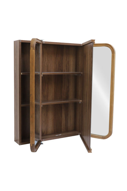 【予約商品：5月末〜6月末頃お届け予定】Wood curve 3ドアキャビネットミラー 850