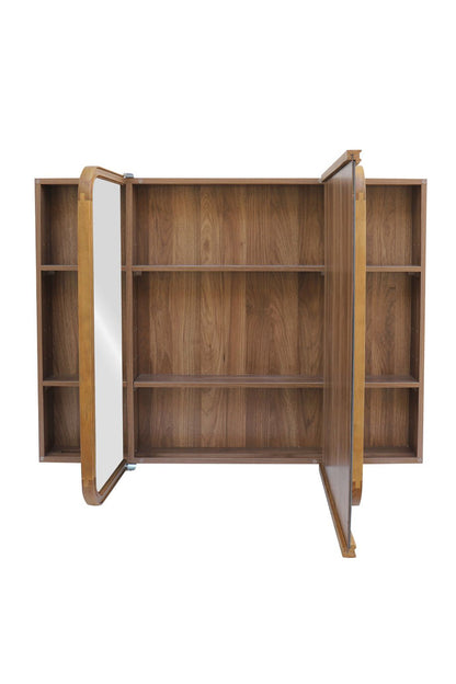 【予約商品：5月末〜6月末頃お届け予定】Wood curve 3ドアキャビネットミラー 1150