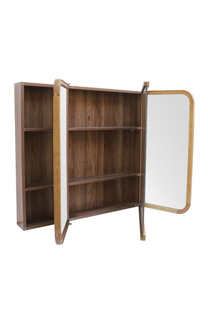 【予約商品：5月末〜6月末頃お届け予定】Wood curve 3ドアキャビネットミラー 1150