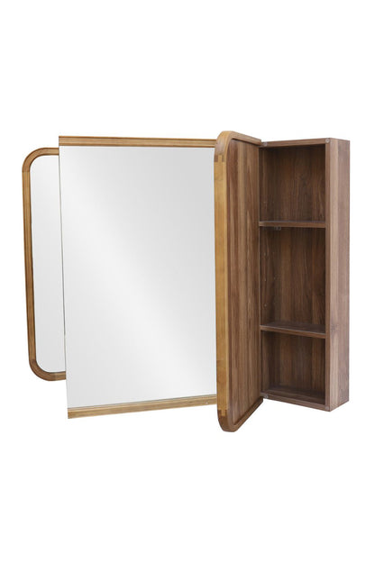 【予約商品：5月末〜6月末頃お届け予定】Wood curve 3ドアキャビネットミラー 1150