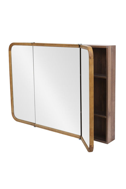 【予約商品：5月末〜6月末頃お届け予定】Wood curve 3ドアキャビネットミラー 1150