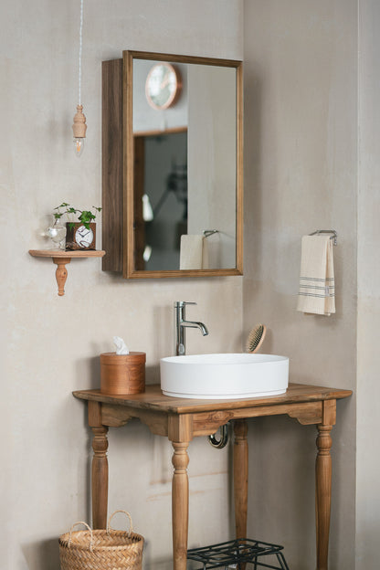 【予約商品：5月末〜6月末頃お届け予定】Wood rect キャビネットミラー