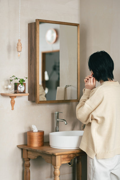 【予約商品：5月末〜6月末頃お届け予定】Wood rect キャビネットミラー