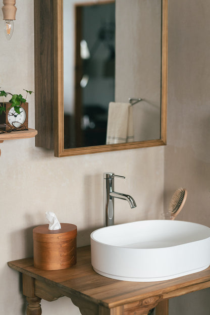 【予約商品：5月末〜6月末頃お届け予定】Wood rect キャビネットミラー