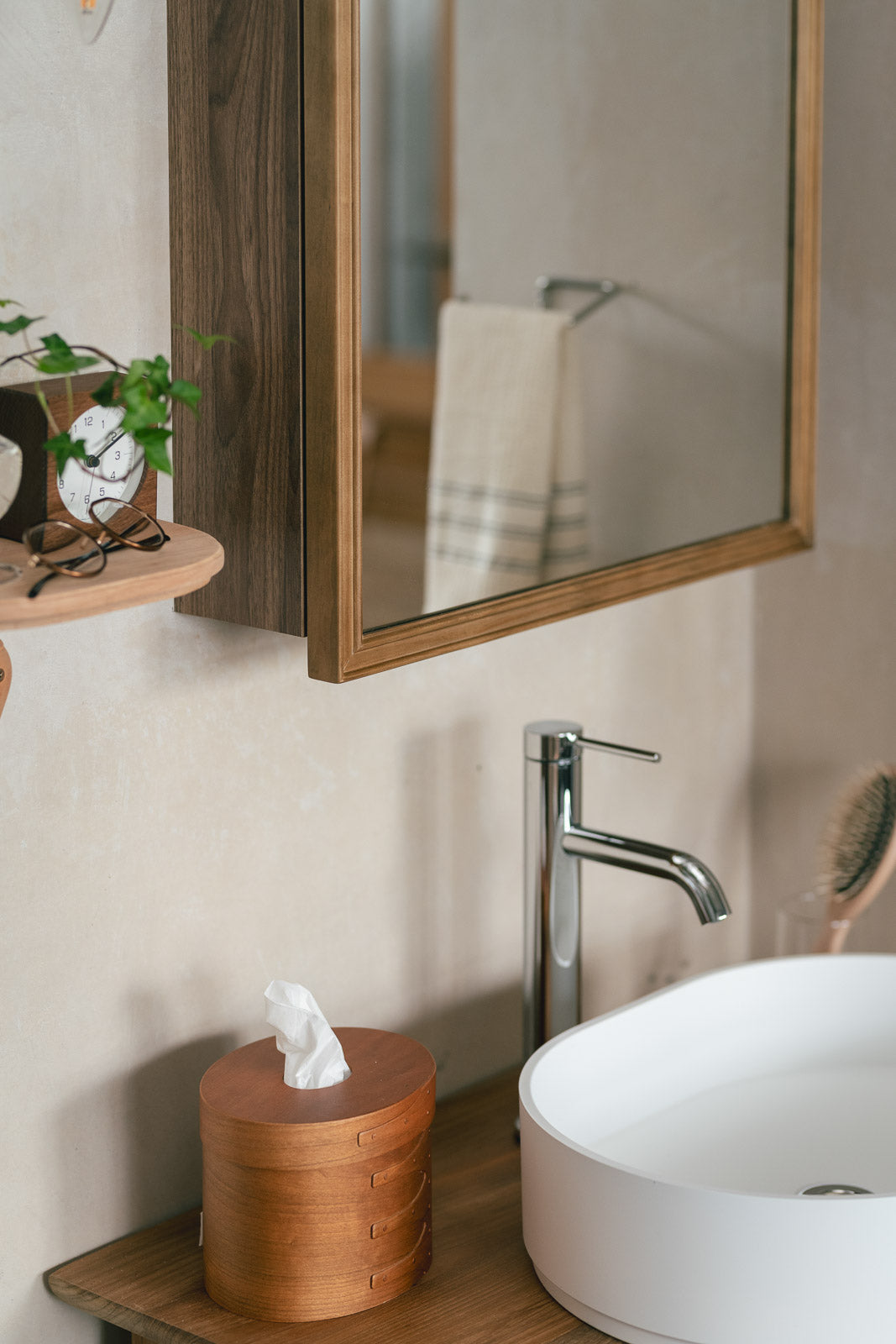 【予約商品：5月末〜6月末頃お届け予定】Wood rect キャビネットミラー