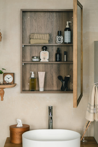 【予約商品：5月末〜6月末頃お届け予定】Wood rect キャビネットミラー