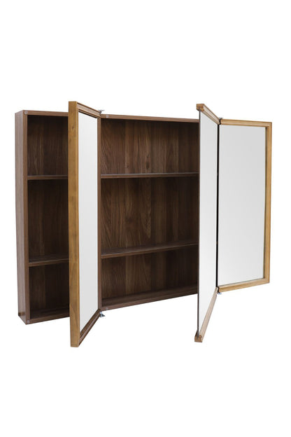 【予約商品：5月末〜6月末頃お届け予定】Wood rect 3ドアキャビネットミラー 1150