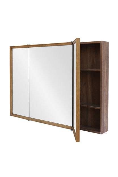 【予約商品：5月末〜6月末頃お届け予定】Wood rect 3ドアキャビネットミラー 1150