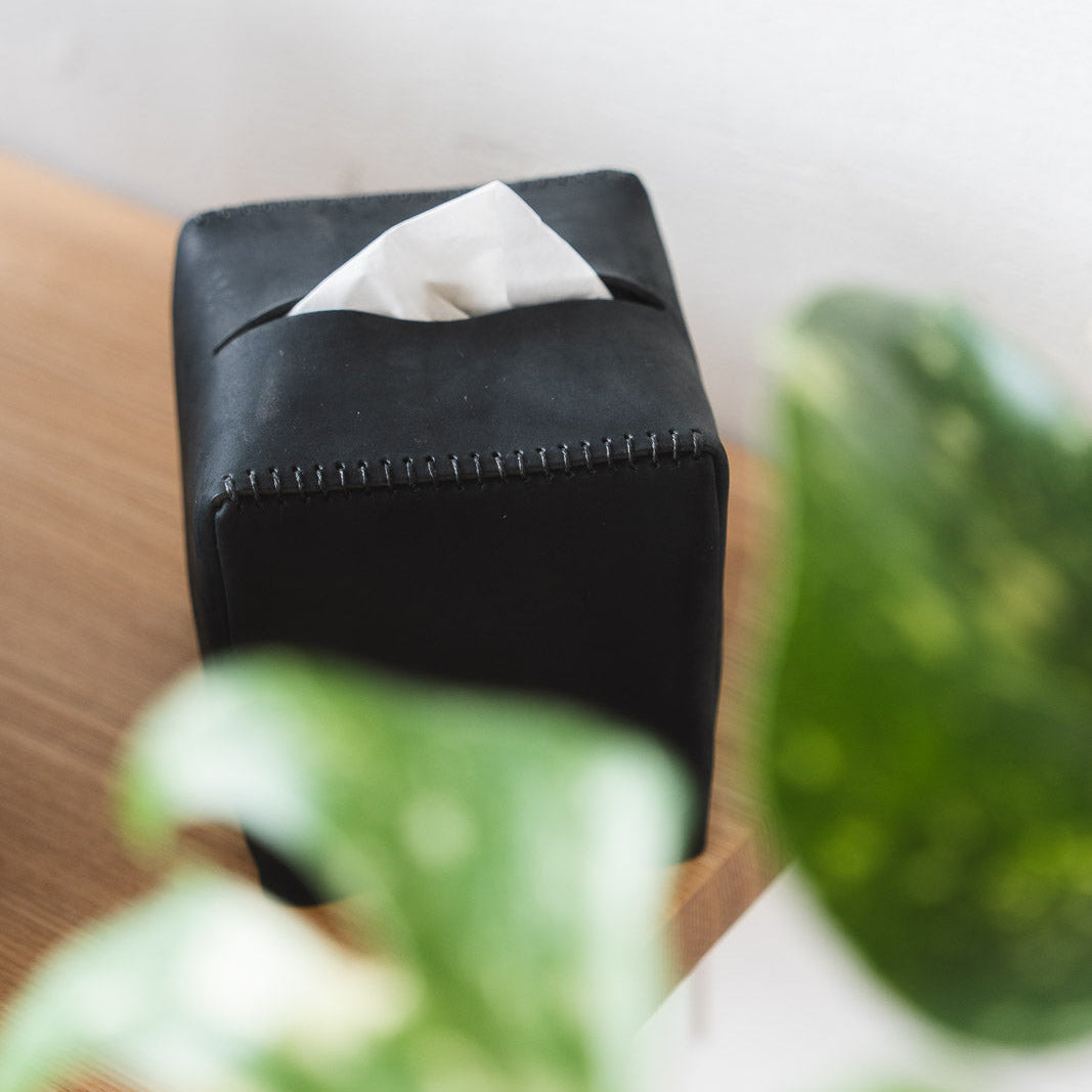 Tissue Box Cube Smoke | レザー ティッシュカバー