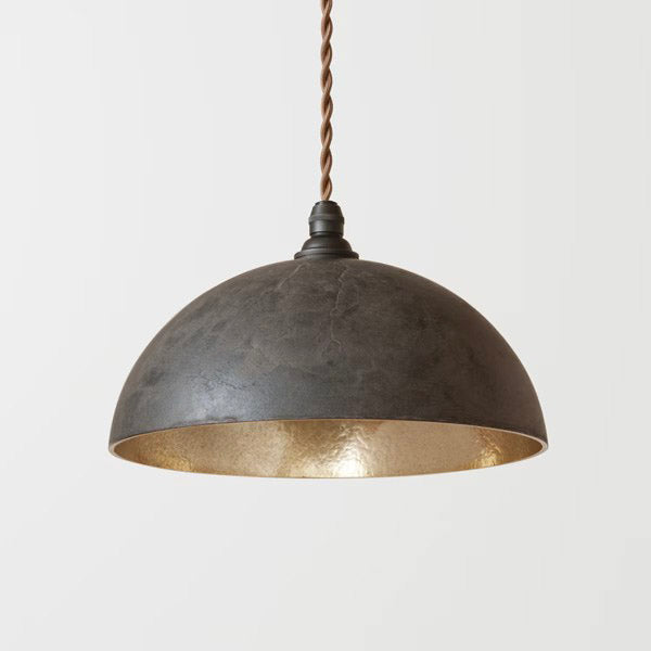 FUTAGAMI Pendant Lamp Hemisphere Hammered Metal Black
