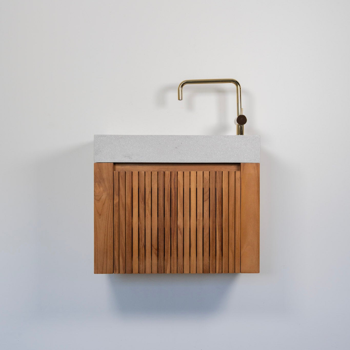 テラゾー×チーク手洗い器 Wood stripe600 (GY)
