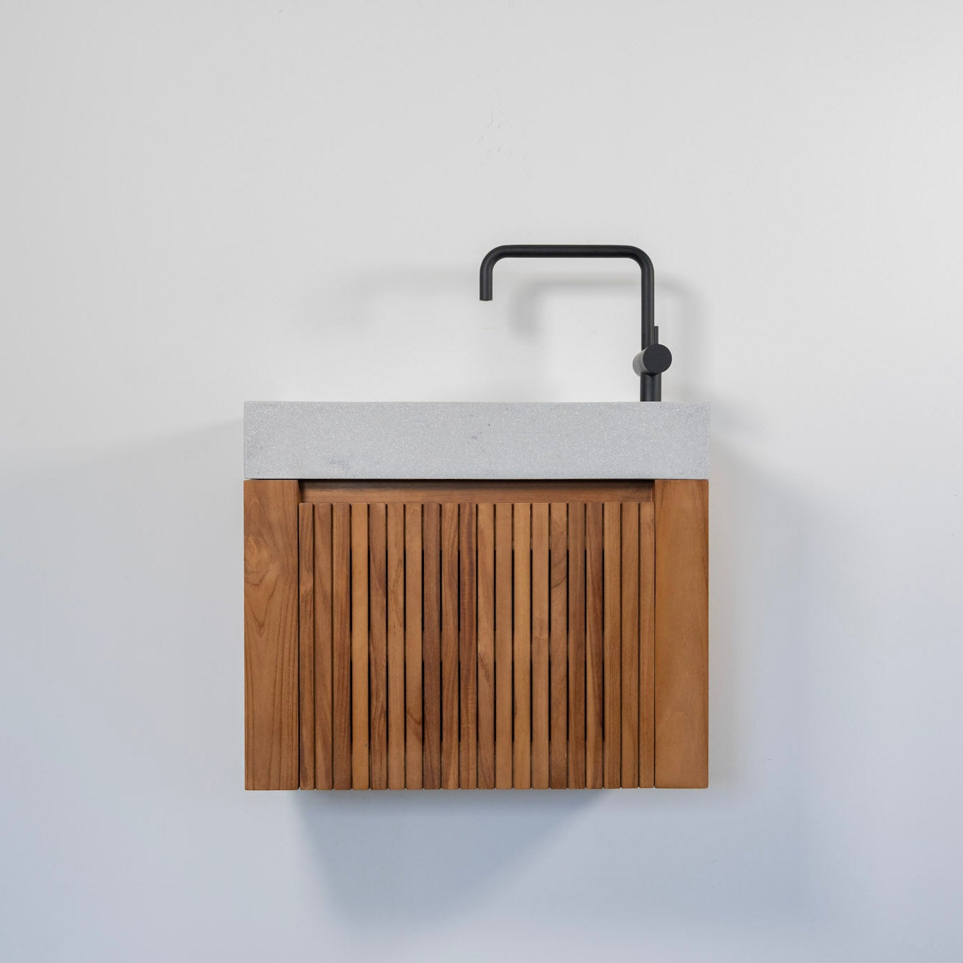 テラゾー×チーク手洗い器 Wood stripe600 (GY)