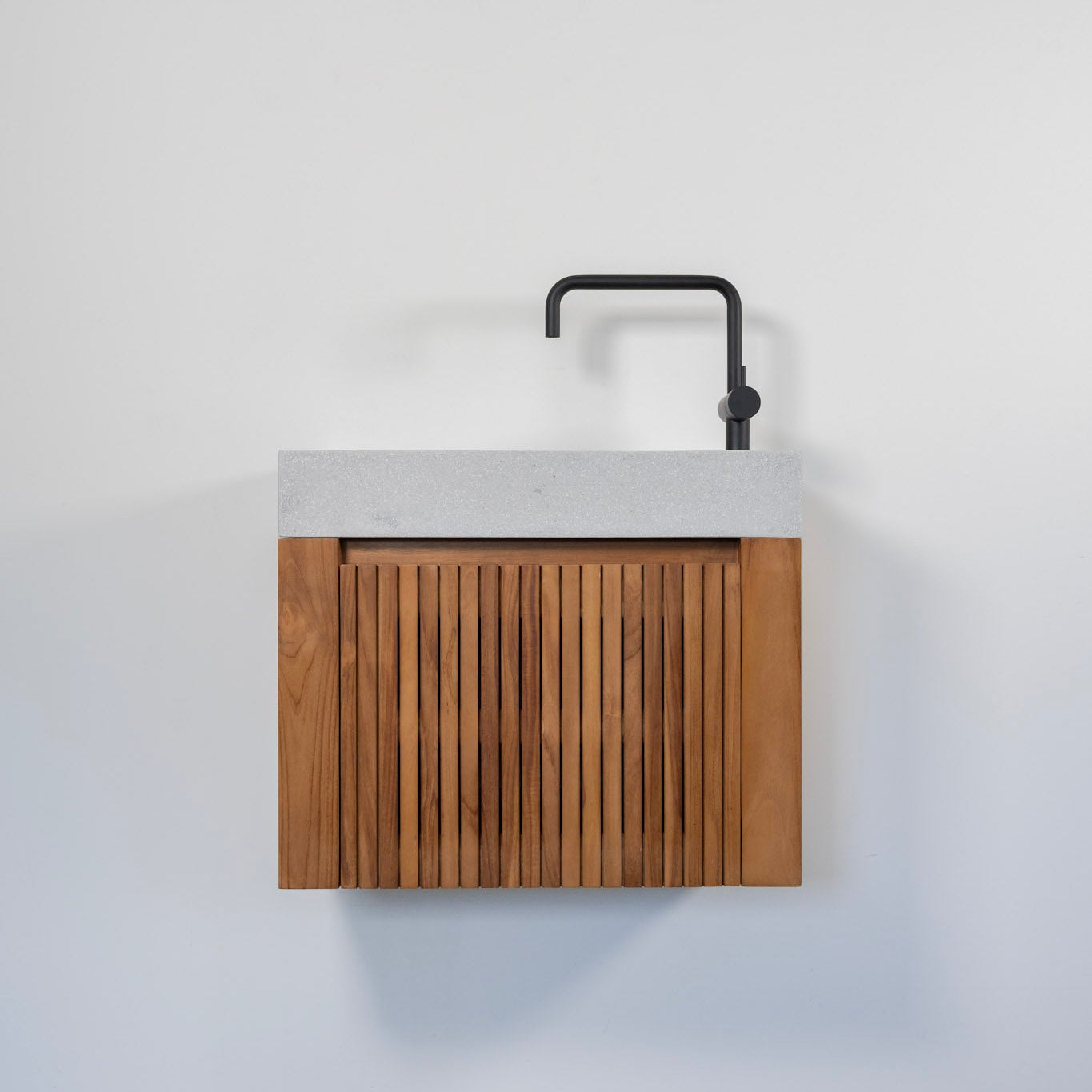 テラゾー×チーク手洗い器 Wood stripe600 (GY)