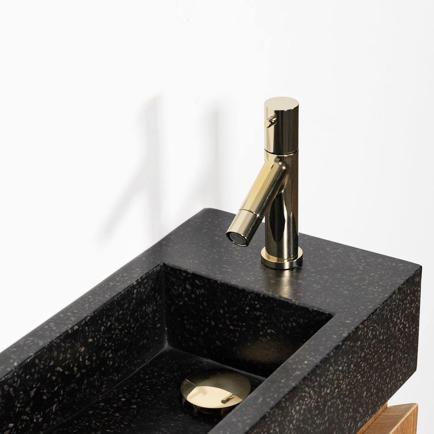 Terrazzo x Teak Hand Wash Basin Rattan400 BK (6-piece set with faucet)